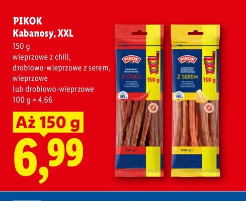 Kabanosy XXL wieprzowe Pikok promocja w Lidl