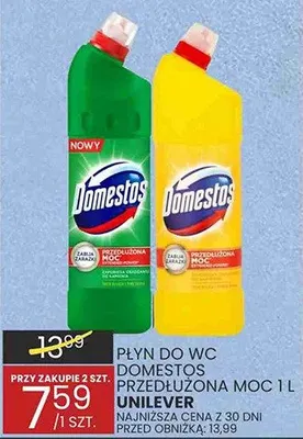 Płyn do WC Domestos przedłużona moc 1l Unilever promocja w Wafelek
