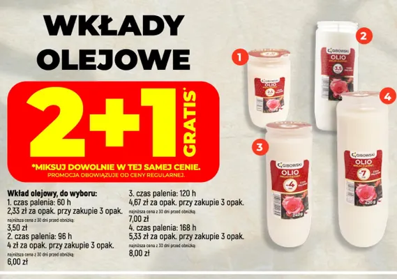 Wkład olejowy czas palenia 120h Gibowski promocja w Dealz