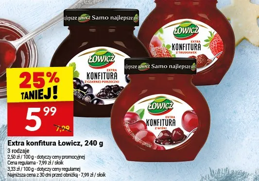 Extra konfitura Łowicz, 240 g promocja w Twój Market