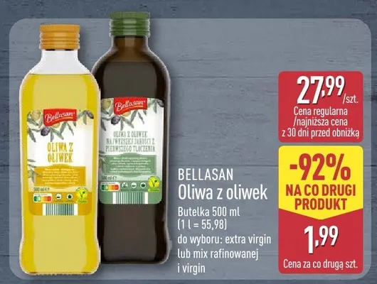 Oliwa z oliwek mix rafinowanej i virgin Bellasan promocja w Aldi