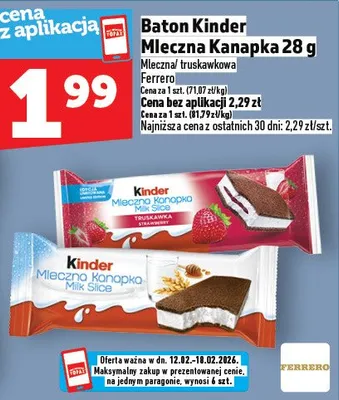 Baton Kinder Mleczna Kanapka 28 g promocja w TOPAZ