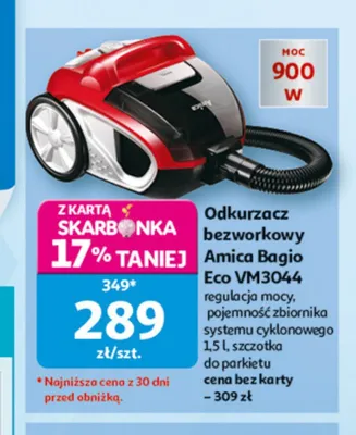 Odkurzacz bezworkowy Amica Bagio Eco VM3044 promocja w Auchan