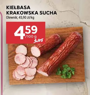 Kiełbasa krakowska sucha Olewnik promocja w Stokrotka