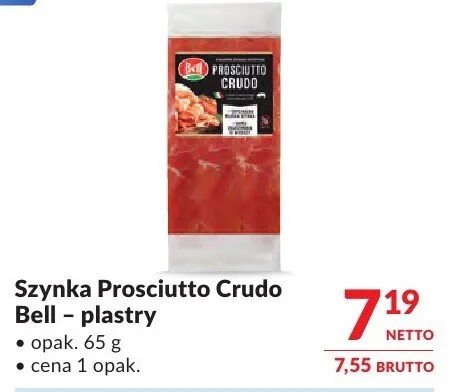 Szynka Prosciutto Crudo Bell - plastry promocja w Makro