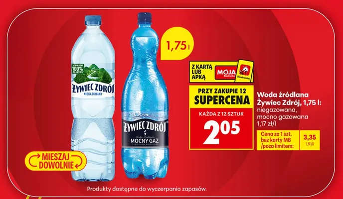 Woda źródlana Żywiec Zdrój niegazowana promocja w Biedronka