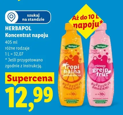 Koncentrat napoju HERBAPOL Różowy grejpfrut promocja w Lidl