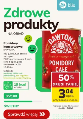 Pomidory konserwowe całe promocja w Carrefour