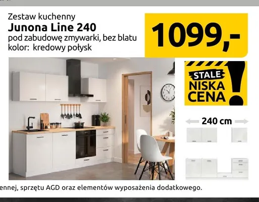 Zestaw kuchenny Junona Line 240 Black Red White kredowy połysk promocja w Black Red White