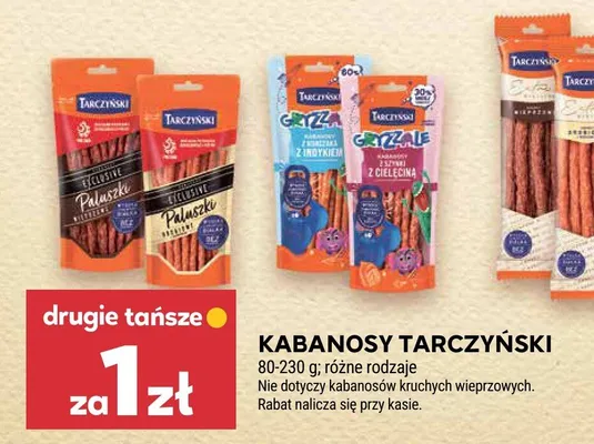 Kabanosy różne rodzaje Tarczyński promocja w Stokrotka