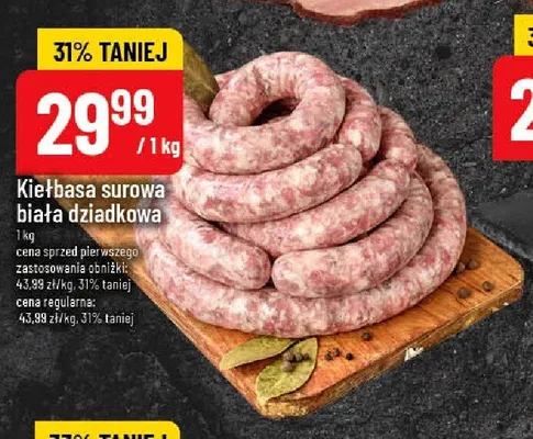 Kiełbasa surowa biała dziadkowa promocja w POLOmarket