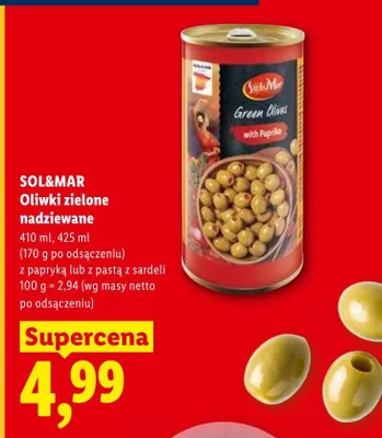 Oliwki zielone nadziewane SOL&MAR promocja w Lidl