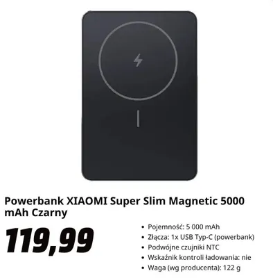 Powerbank XIAOMI Super Slim Magnetic promocja w Media Markt