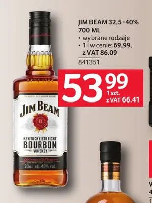 Whiskey Jim Beam 32,5-40% promocja w Selgros