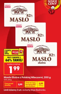 Masło ekstra z Polskiej Mleczarni promocja w Biedronka