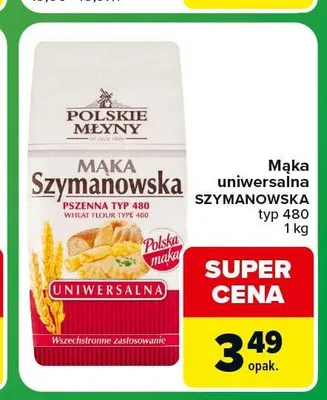 Mąka uniwersalna Szymanowska typ 480 Polskie Młyny promocja w Carrefour Express