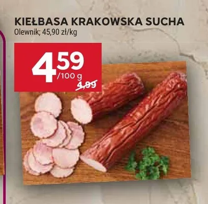 Kiełbasa krakowska sucha Olewnik promocja w Stokrotka
