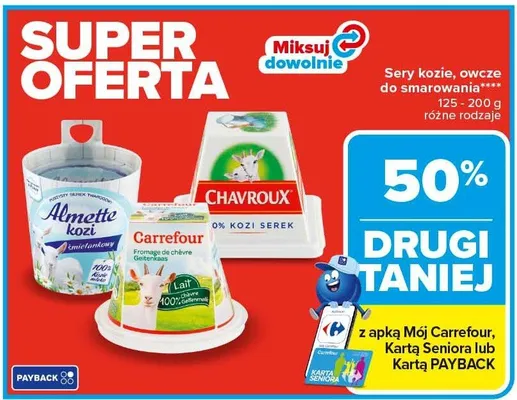 Sery kozie, owcze do smarowania różne rodzaje promocja w Carrefour Market