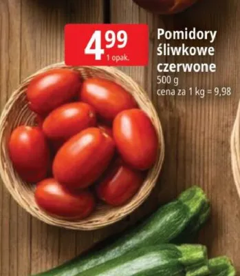Pomidory śliwkowe czerwone promocja w Leclerc