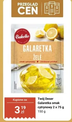 Galaretka smak cytrynowy Bakello 2-pak promocja w Biedronka