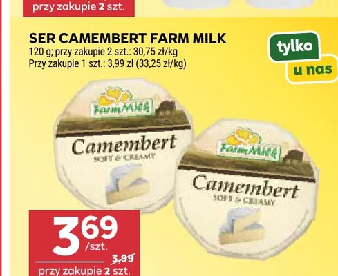 Ser camembert Farm Milk promocja w Stokrotka
