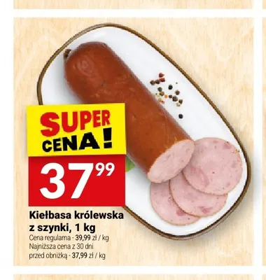 Kiełbasa królewska z szynki Białecki Wędzarnia promocja w Twój Market
