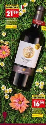 Wino czerwone półwytrawne Masso al Sole Primitivo Puglia promocja w Biedronka
