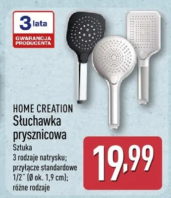 Słuchawka prysznicowa Home Creation 3 rodzaje natrysku przyłącze 1/2" promocja w Aldi