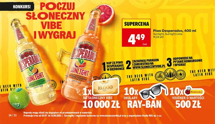 Piwo Desperados Sunlight Lime promocja w Biedronka