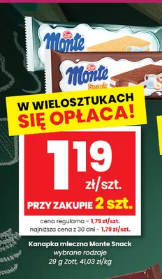 Kanapka mleczna Monte Snack White Zott promocja w emma MARKET