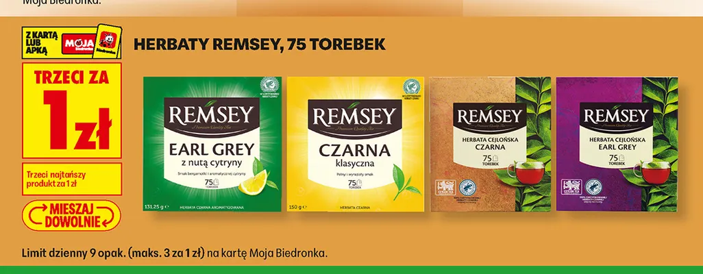 Herbata cejlońska czarna Remsey promocja w Biedronka