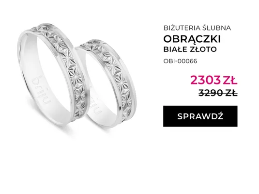 Obrączki ślubne białe złoto promocja w Briju