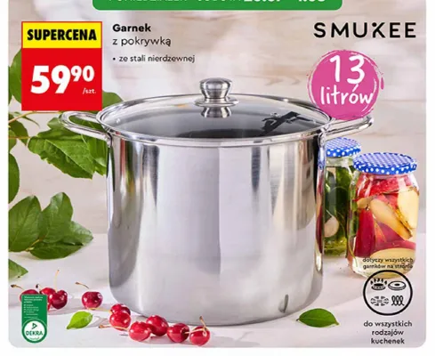 Garnek z pokrywką Smukee ze stali nierdzewnej 13 l promocja w Biedronka