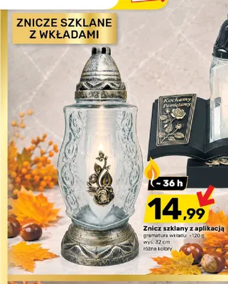 Znicz szklany z aplikacją promocja w Bricomarche