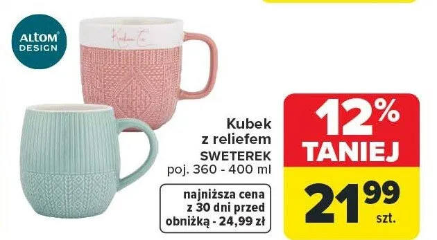 Kubek z reliefem SWETEREK poj. 360-400 ml promocja w Carrefour