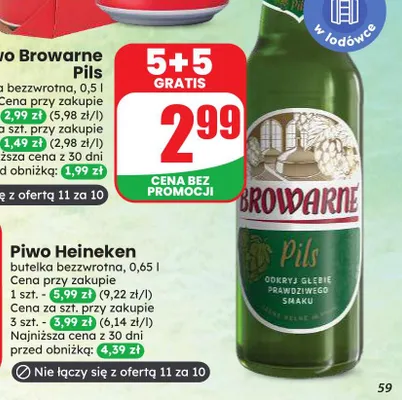 Piwo Browarne Pils promocja w Dino