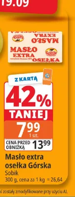 Masło extra osełka Górska Sobik promocja w Leclerc