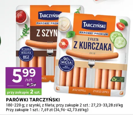 Parówki premium z szynki Tarczyński promocja w Stokrotka