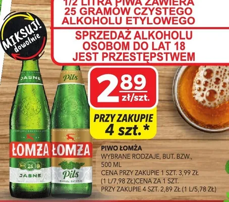Piwo Łomża Pils promocja w Top Market