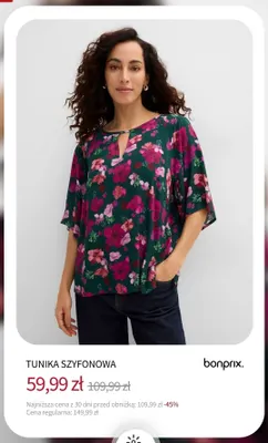 Tunika szyfonowa Bonprix promocja w bonprix