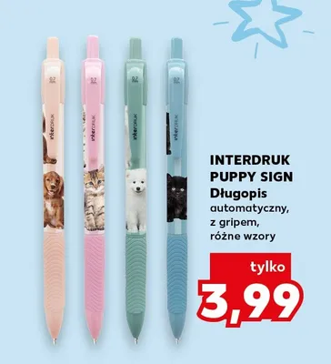 Długopis automatyczny Interdruk Puppy Sign z gripem promocja w BACK TO SCHOOL