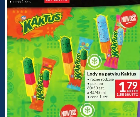 Lody na patyku Kaktus promocja w Makro
