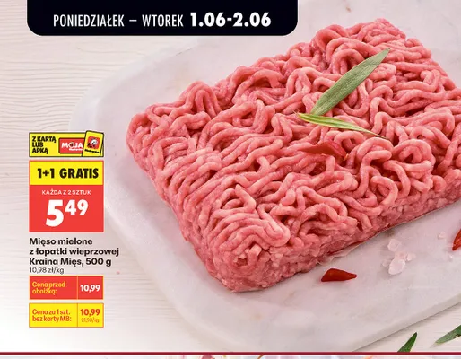 Mięso mielone z łopatki wieprzowej Kraina Mięs promocja w Biedronka