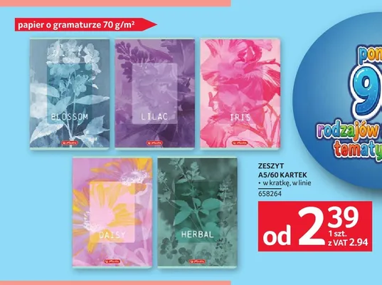 Zeszyt A5 60 kartek Herlitz 70 g/m² promocja w Selgros