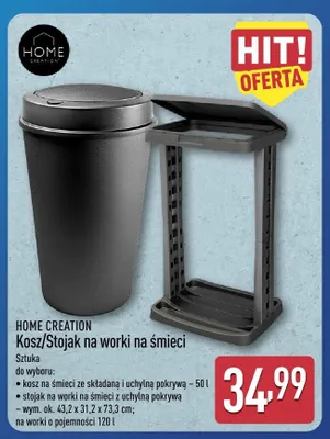 Kosz na śmieci ze składaną i uchylną pokrywą Home Creation 50 l promocja w Aldi