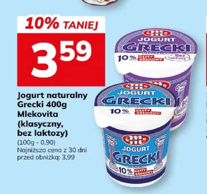 Jogurt naturalny Grecki bez laktozy Mlekovita promocja w Hitpol