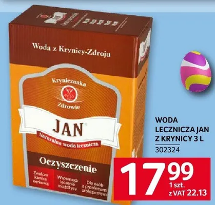 Woda lecznicza Jan z Kryniczki 3L promocja w Selgros