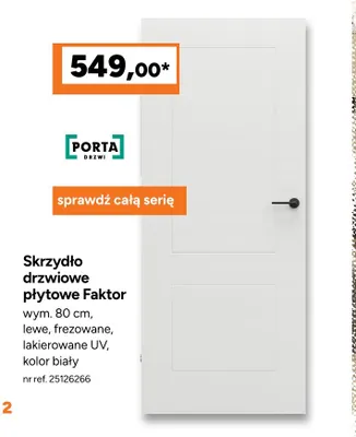 Skrzydło drzwiowe płytowe Faktor Porta promocja w Bricoman