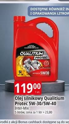 Olej silnikowy Qualitium Protec 5W-40 Inter-Mix promocja w Leclerc
