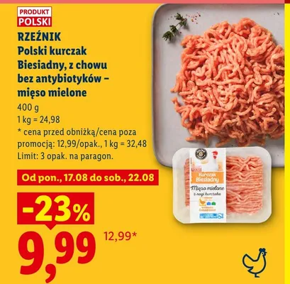Mięso mielone z kurczaka Rzeźnik promocja w Lidl
